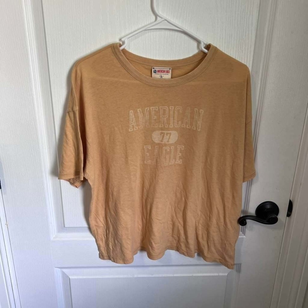 American Eagle Vintage Vault Graphic T-Shirt Mustard Yellow Boxy Fit Large NWOT